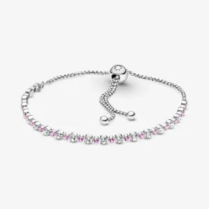 Foto de Polsera rosa i transparent brillant amb tancament lliscant 599377C02 de pandora