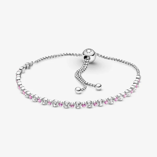 Foto de Polsera rosa i transparent brillant amb tancament lliscant Foto de Polsera rosa i transparent brillant amb tancament lliscant 599377C02 de pandora