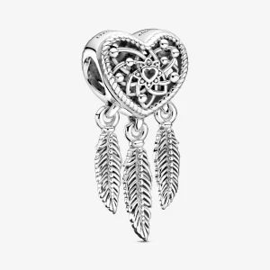 Foto de Charm Atrapassomnis amb Cor i Tres Plomes Plata 799107C00 de pandora